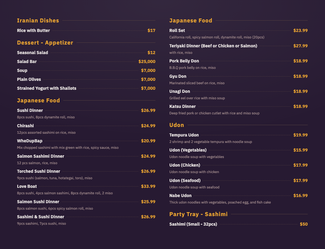 Print menu theme sample 8